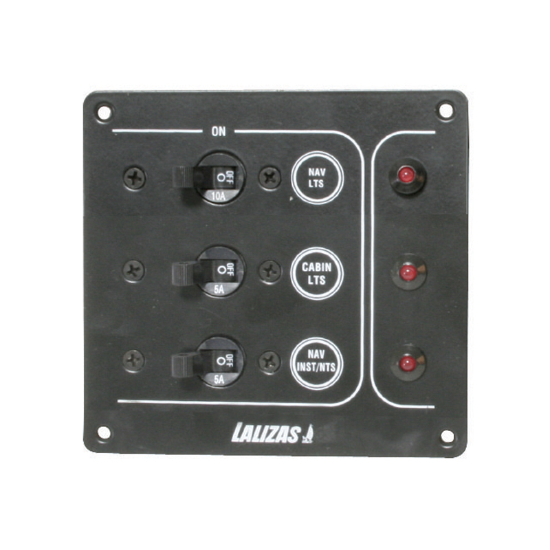 Panel ''SP3 Professional'', 3 magnetska prekidača, LED žaruljica, Inox, 12/24V, 115x110mm, crni